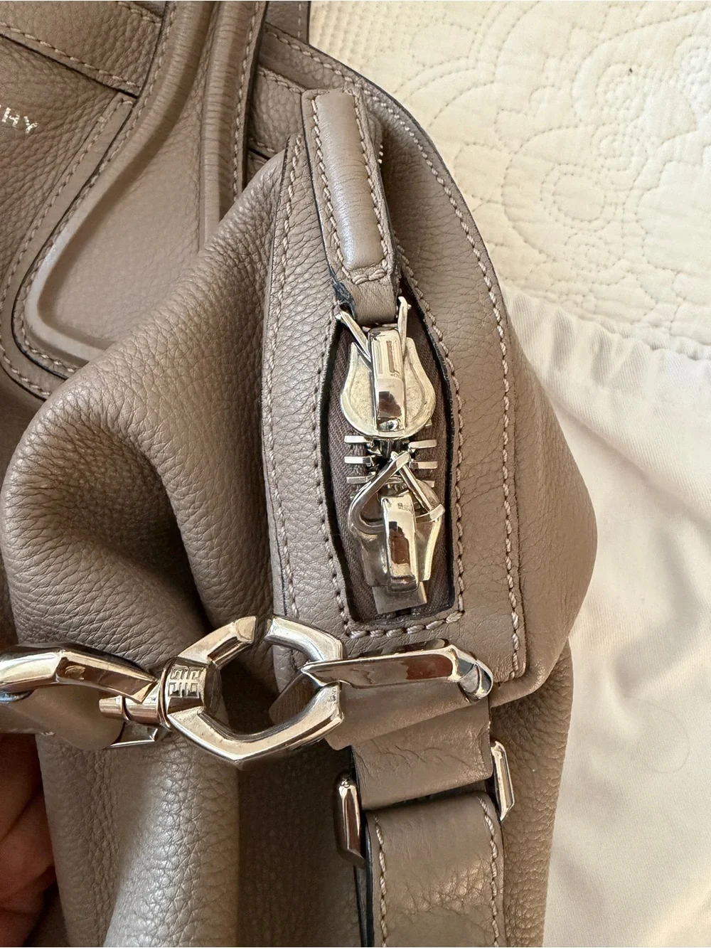 Givenchy Taupe Brown Nightingale Soft Leather Shoulder Bag